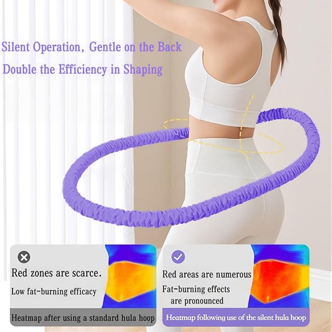 3.2lbs Soft Spring Weighted Fitness Hoop for Adults, Hula-Inspired Core Workout Hoop, Portable & Quiet, Pinch-Free Waist Exercise Design