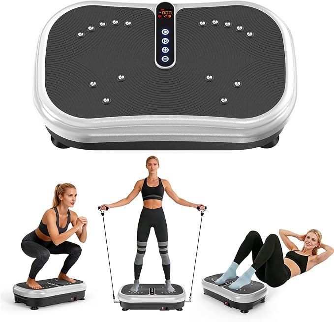 AXV Vibration Plate Fitness Platform Exercise Machine Vibrating Lymphatic Drainage Shaking Workout Full Body Shaker Vibrate Stand Shake Board Sport Gym Pad for Weight Loss Fat Burner for Women Men
