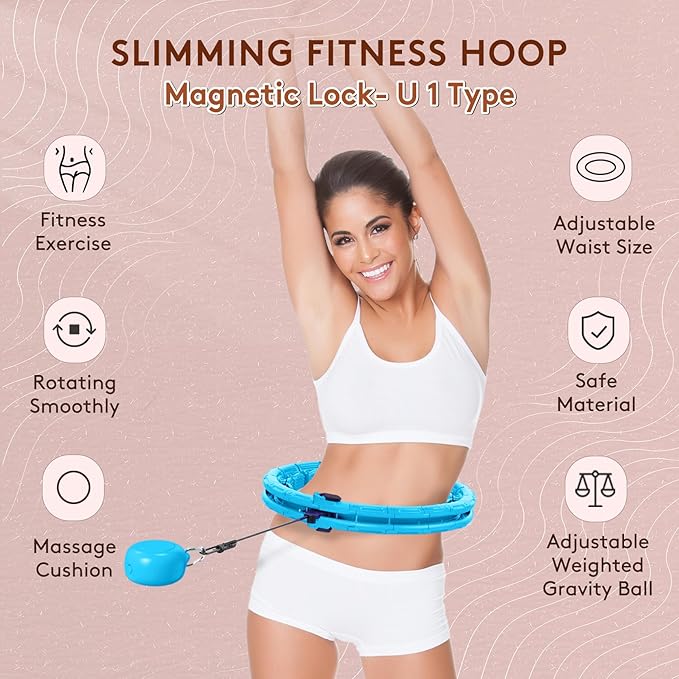 30/24/12 Knots, Upgraded Magnetic Lock Weighted Hula Hoop for Kids Adults Weight Loss, Infinity Hoop Plus Size, Home Indoor Outdoor, Fitness Exercise, Abdominal Toner