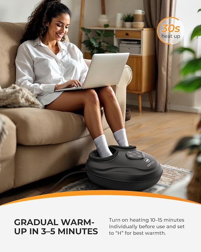 CooCoCo FSA Eligible Foot Massager with Heat, Upgraded Shiatsu Feet Massager for Plantar Fasciitis, Neuropathy, Foot Warmer for Women Men Mom, Feet Massage Machine with Kneading, Compression, Size 13