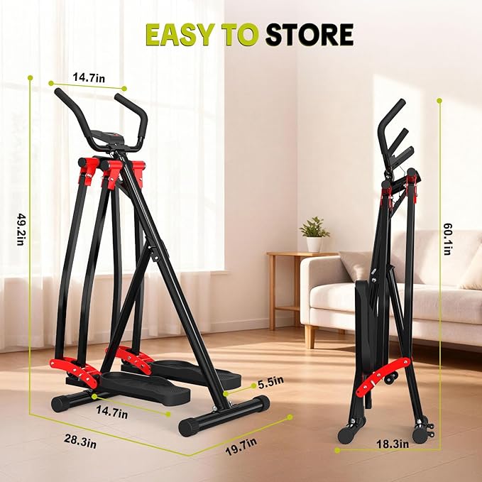 HOTSWEAT Air Walker Exercise Machine, Air Walker Elliptical, Foldable Cardio Cross Trainer Glider for Small Space, Full Body Workout Elliptical Machine for Home Gym
