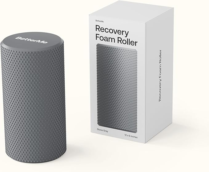 BetterMe Foam Roller for Muscle Recovery – High Density Exercise Roller for Back &Legs – Deep Tissue Massage Roller for Tension, Relief & Stretching (Stone Gray)