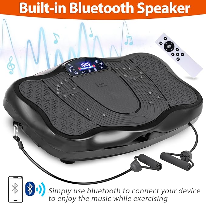 HomGarden Waver Vibration Platform Exercise Machine, Whole Body Workout Fitness Vibration Plates w/ Loop Bands, Full Body Home Training Equipment for Weight Loss