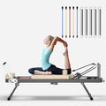 Foldable Pilates Reformer Machine for Home Use - 330lbs Capacity with 5 Alloy Springs, 11 Resistance Levels & UP Leather Surface, Space-Saving Fitness Equipment