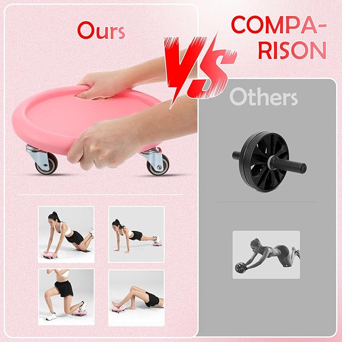 Ab Roller Wheel Abdominal Exercise Roller with Mat Quiet Multi-directional Core Strength Trainer Fitness Equipment for Home Workout Men and Women