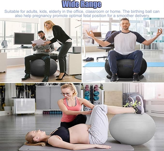 CMYUN Yoga Ball Chair Workout Ball Chair for Yoga/Fitness, Stability Ball Chair for Office Home Classroom, Pregnancy Ball Seat with Pump, Relieve Back Pain (Size : Diameter 55cm (21 5/8"))