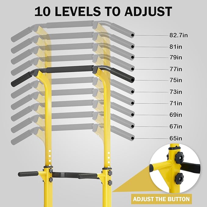 SogesHome Power Tower Pull Up Bar and Dip Station, Height Adjustable Dip Stand Exercise Machine for Home Gym, Multi-Functional Free Standing Strength Training Fitness Workout Station