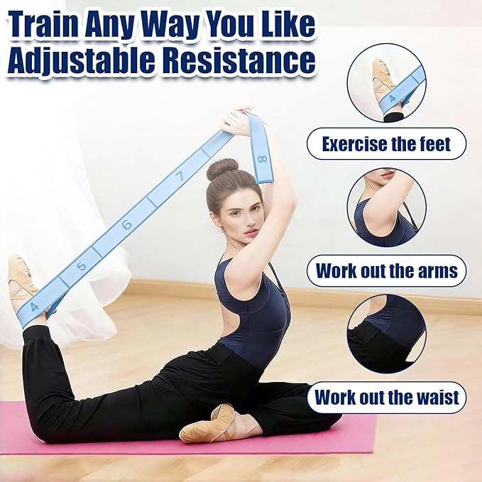 Fitness Resistance Band for Stretching and Yoga, Number Resistance Band with Handle, Adjustable Leg Stretcher Bands, Multifunction Elastic Stretch Band for Full Body Stretching Shaping
