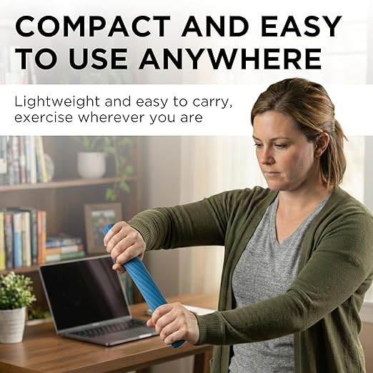 THERABAND FlexBar, Tennis Elbow Therapy Bar, Relieve Tendonitis Pain & Improve Grip Strength, Resistance Bar for Golfers Elbow & Tendinitis, Blue, Heavy, Advanced