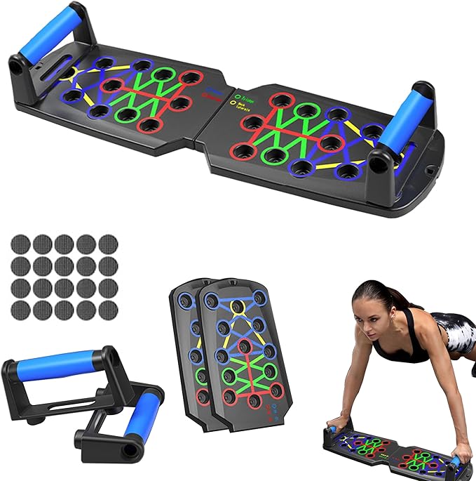Functional Pushup Stands System Fitness Floor Chest Muscle Exercise Professional Equipment Burn Fat Strength Training Arm Men & Women Solid Push Up Board 28 in 1 Home Workout Equipment Multi
