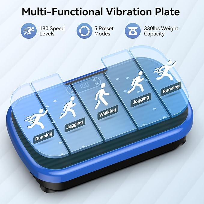 Vibration Plate Exercise Machine Weight Loss, Whole Body Vibration Plate for Lymphatic Drainage, 180 Adjustable Speeds Vibrating Plate Fitness Platform for Women Men