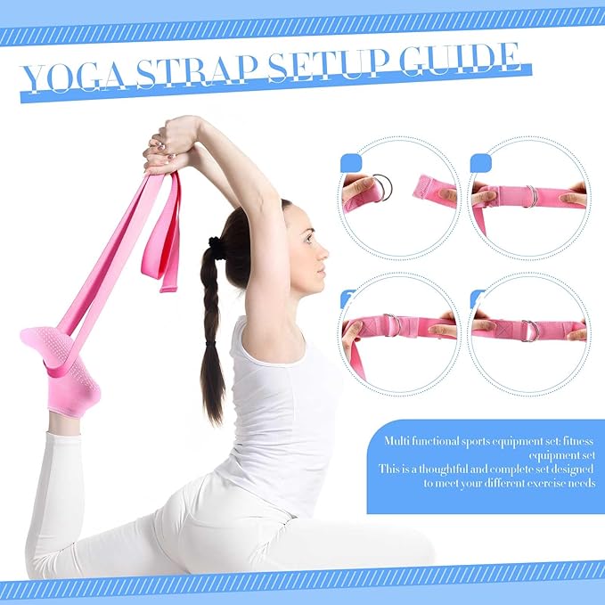 Poen Pilates Equipment Kit for Home Workout Pilates Ring and Ball Set for Women 12'' Circle Yoga Fitness Essentials Kit with Resistance Bands, Yoga Strap, Socks,Bag