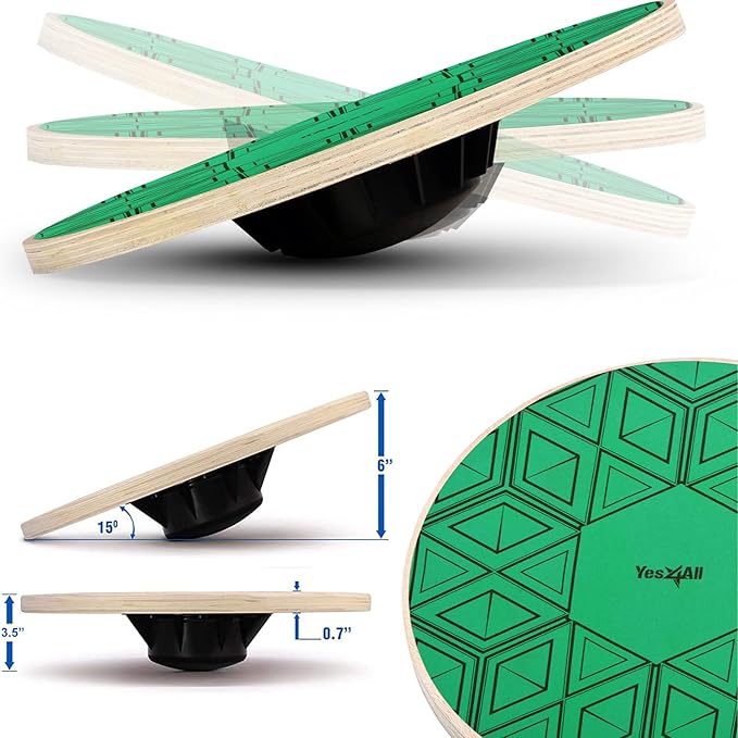 Yes4All Versatile Wooden Wobble Balance Trainer Board with 360 Degree Rotation