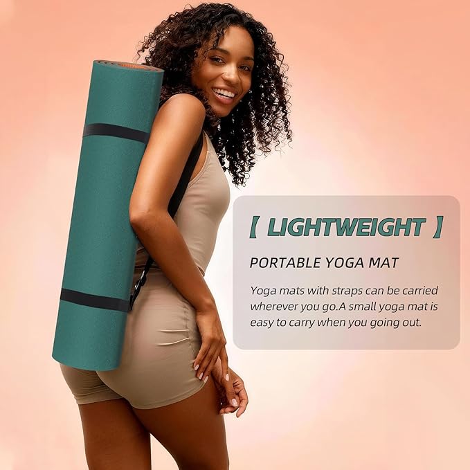 Extra Thick Yoga Mat -0.4Inch(10mm),Non-Slip Yoga Mat, 72"x24" Exercise & Fitness Mat with Carrying Strap, Workout Mats for Yoga, Pilates and Floor Exercise