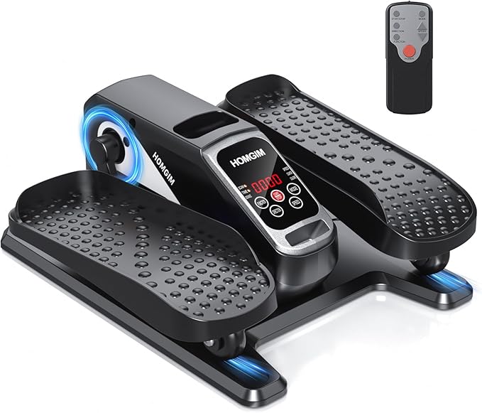 HOMGIM Under Desk Elliptical Machine - Quiet Motorized Leg Exerciser with Smart Remote, 12-Speed Manual Programs Auto/3 Auto Programs LCD Display & Bidirectional Motion for Home/Office