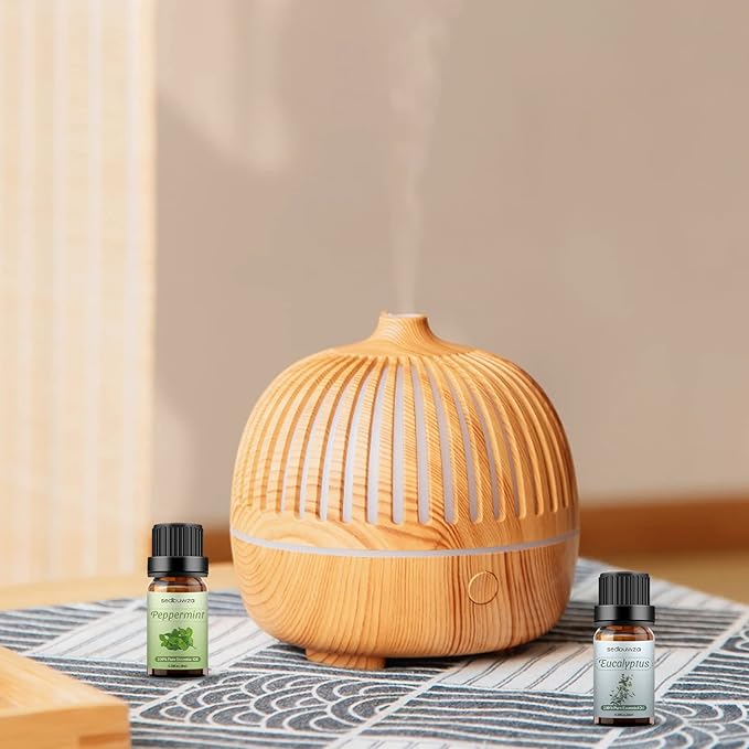 Sedbuwza Peppermint Eucalyptus Essential Oil Set, Peppermint Fragrance Oil Eucalyptus Scent Oil Set for Diffuser, Aromatherapy, Massage, Soap, Candle Making 2 x 10 ml