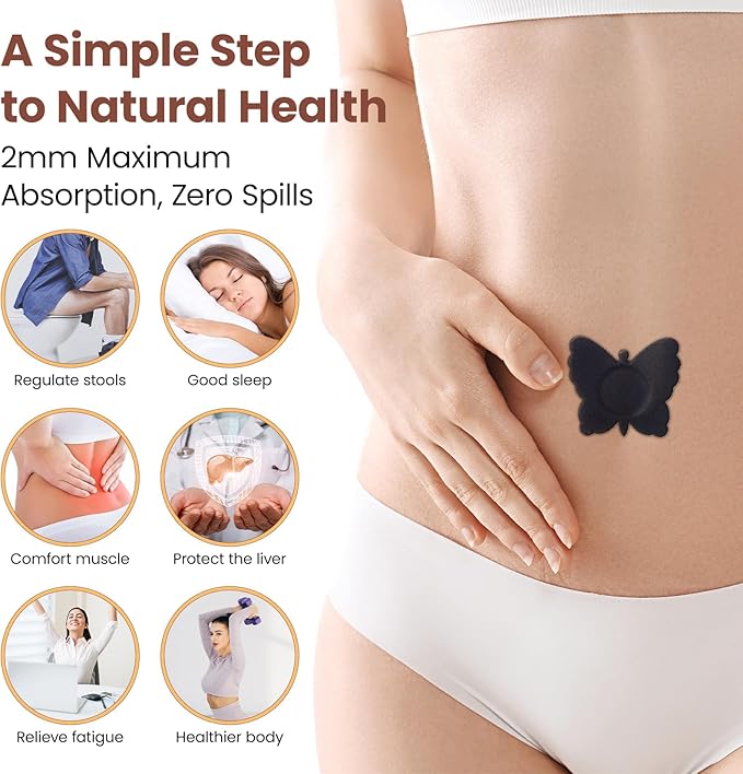30Pcs Castor Oil Patch for Belly Button with 4oz Organic Castor Oil in Glass Bottle, for Stomach Hand Self Adhesive