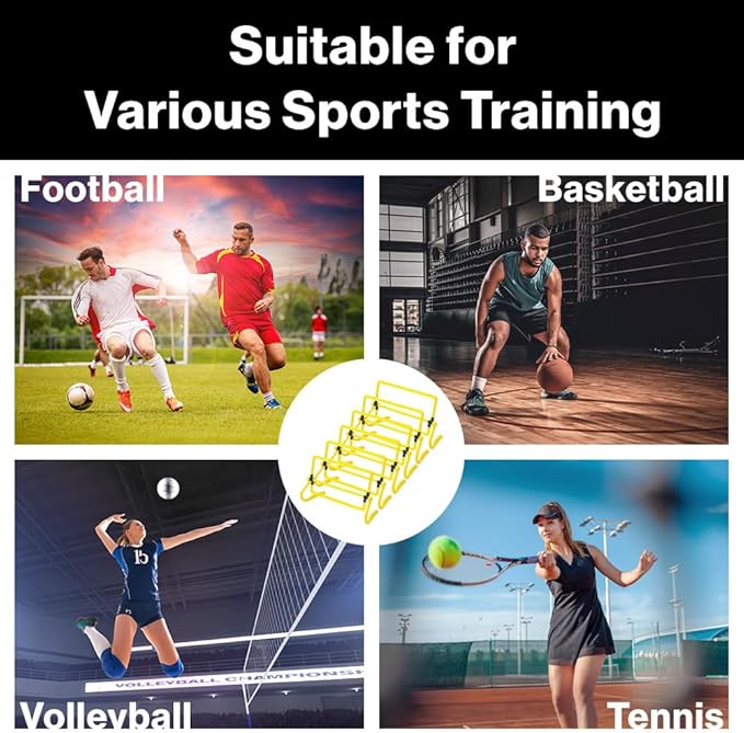 Japard 6 Pcs Agility Hurdles Speed Training Equipment, 4 Height Adjustable Setting, Soccer Training Equipment for Youth Adults