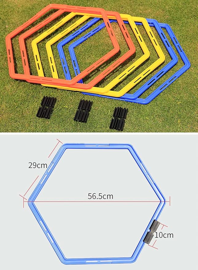 Hexagon Agility Ring Training Circle Ring Speed Agility Ladder Physical Training Ring Football Footwork Trainer Hurdles Agility Ladder Fitness Equipment Multicolor Training Ring 3Pcs