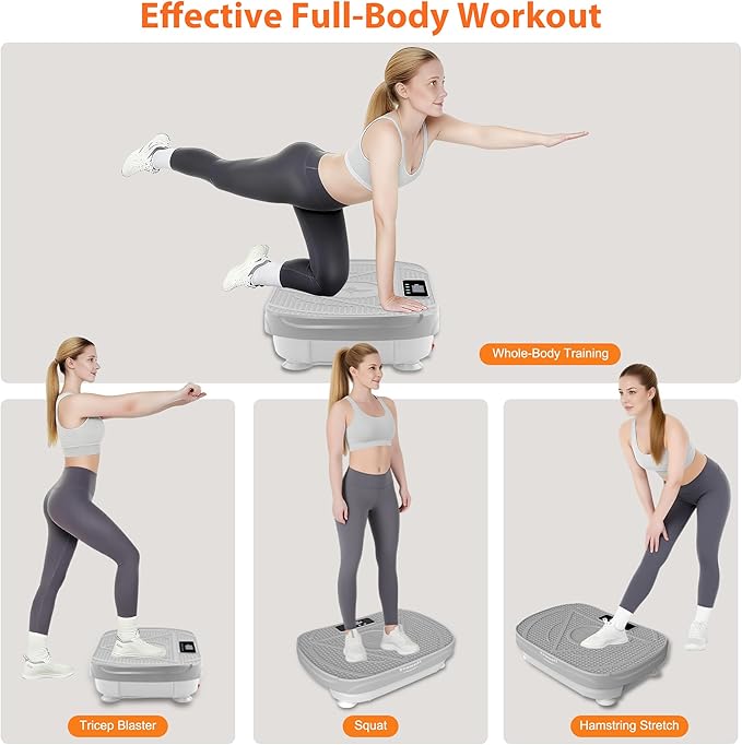 Homesy Vibration Plate Exercise Machine, Vibrating Plate for Lymphatic Drainage, Full Body Shaking Workout Fitness Platform Board, Sport Gym Equipment for Weight Loss Fat Burner