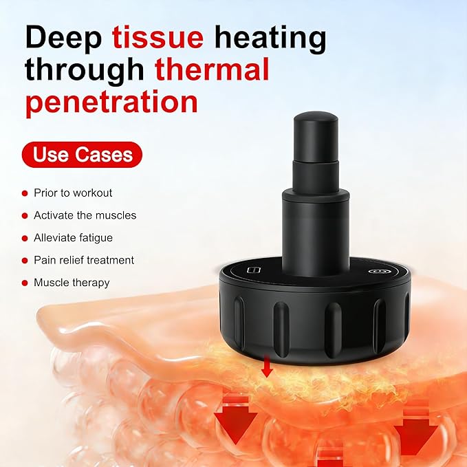 Heating Head for Small Massage Gun - 3-Temp Settings (104/113/122°F) & 15-Min Auto-Off, Portable Rechargeable Handheld Accessory for Muscle Pain Relief