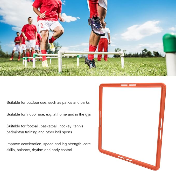Quadrilateral Agility Rings Speed Rings with Carrying Strap and Clip, 5pcs Portable Agility Hurdles for Agility Footwork Training