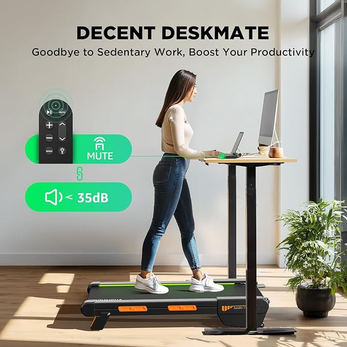 Walking Pad Treadmill with Incline, Full Deck, Auto Incline 12%-20%, 400/350lbs Capacity, Compact Under Desk Treadmills for Home Office, 3.0HP Brushless, Vertical Store Black-Apollo 11 Elite