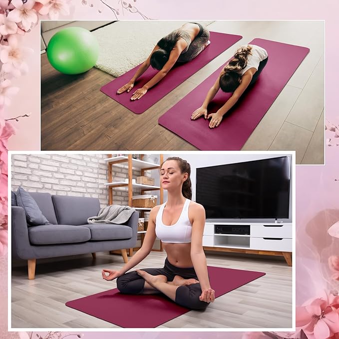 Timgle 12 Pack Yoga Mat Bulk, 4mm Thick Extra Long Sports Mat Anti Slip Tear Resistant Yoga Exercise Set for Fitness Stretching Home Workout Gym and Studio