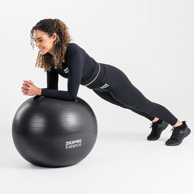 Core Balance Exercise Ball, Stability Ball for Yoga, Pilates and Fitness, Gym Ball for Home Gym and Office Chair, Training, Physical Therapy, Anti Burst, Pump Included, 55cm 65cm 75cm 85cm