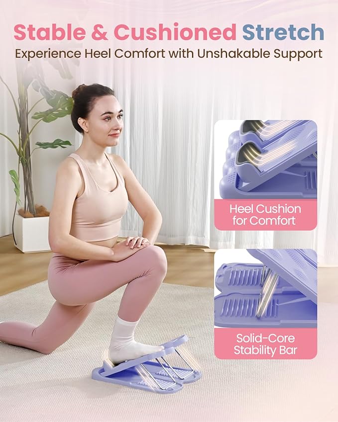 Slant Board, 3 in 1 Calf Stretch Board with Foot Massager & Resistance Bands, 12-Level Adjustable Incline Calf Stretcher for Relieving Calf Ankle Achilles Pain, Balance Exercise Trainer