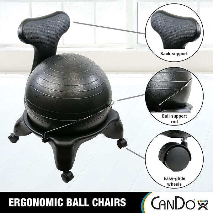 CanDo Plastic Mobile Ball Chair Adult