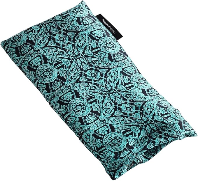 Hugger Mugger Silk Eye Pillow with Bead Filling - Boho Teal - Scent-Free, Light Weight, Chill in Freezer, Washable Cover, Washable Bead Filling