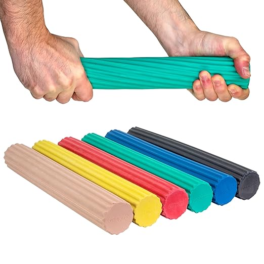 CanDo Twist-n' Bend Flexible Resistance Bars For Grip And Forearm Strengthening. Great for Physical Therapy, Rehabilitation, Golf Training, Tennis Elbow, Injury Recovery, And Tendonitis Pain Relief.
