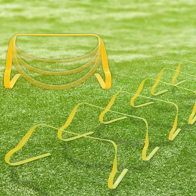 Japard Ultra Durable Agility Hurdles for Athletes of All Skill Levels, 6pcs of 7.8 inch Tall Hurdles, Bright Yellow Color, Made of Durable, Composite Materials, Easy to Set up & Transport
