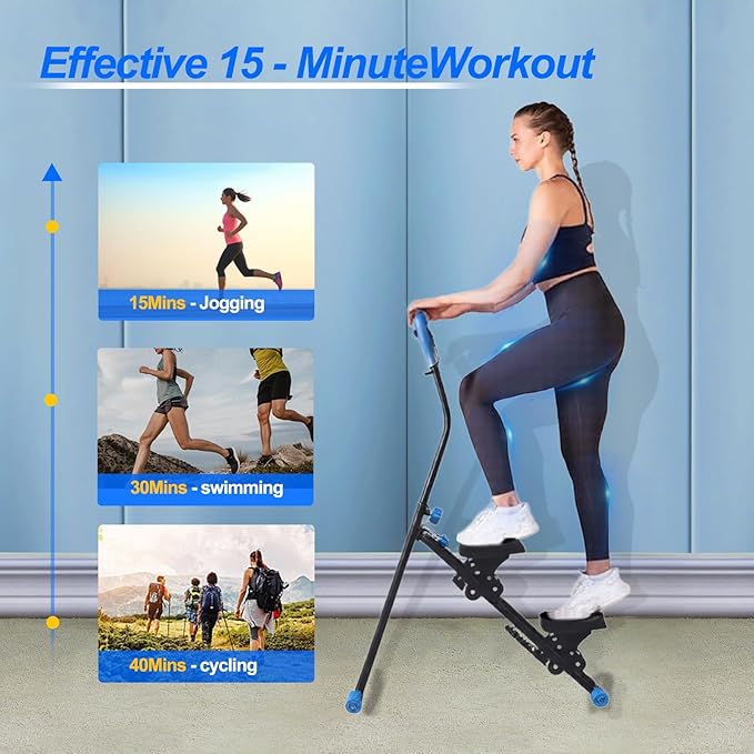Stair Stepper for Home Gym, Foldable Vertical Climber Workout Machine, Full Body Cardio Machine with Adjustable Handles, LCD Monitor