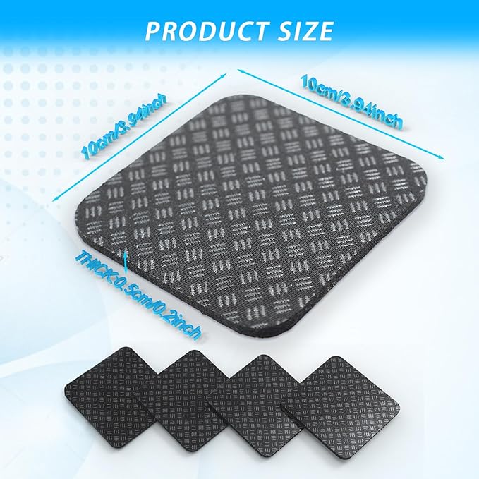 Anti-Slip Equipment Mats for Under Desk Pedal Exerciser 4 Pack 4" x 4" x 0.2" Double-Sided Silicone Pads Durable Floor Protectors for Elliptical Machines Leg Exercisers Treadmills