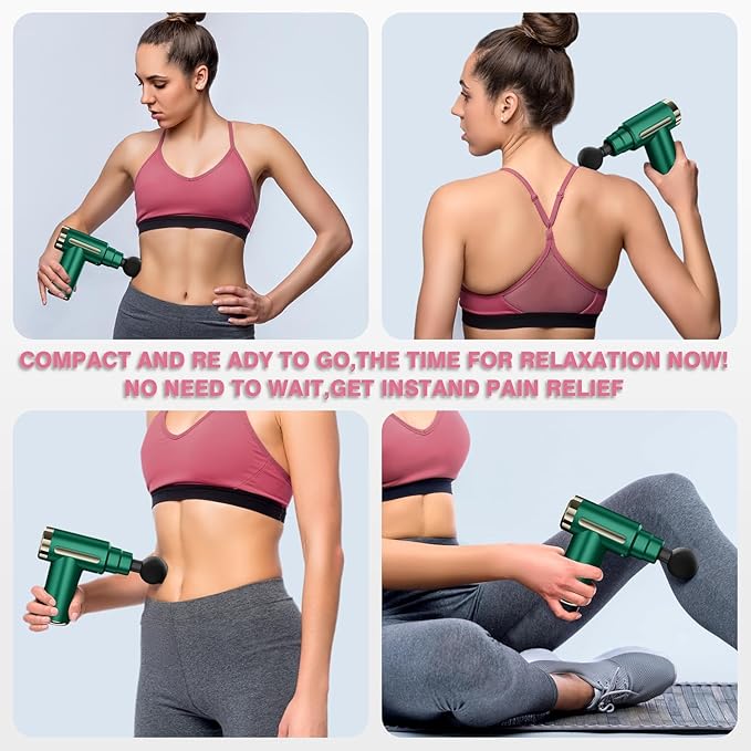 cotsoco Massage Gun Deep Tissue for Pain Relief with 4 Massage Heads & 6 Speeds, Electric Mini Handheld Body Massager for Any Pain Relief, Best Gifts for Men and Mom