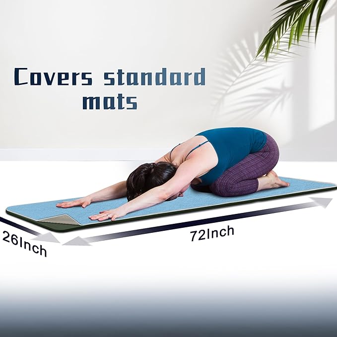 Hot Yoga Towel Non-Slip,Thick & Soft Yoga Mat Towel, Sweat Absorbent, with Grip Dot, 72" x 26", Yoga Towel for Hot Yoga, Pilates, Fitness and Gym Workouts, Sky Blue
