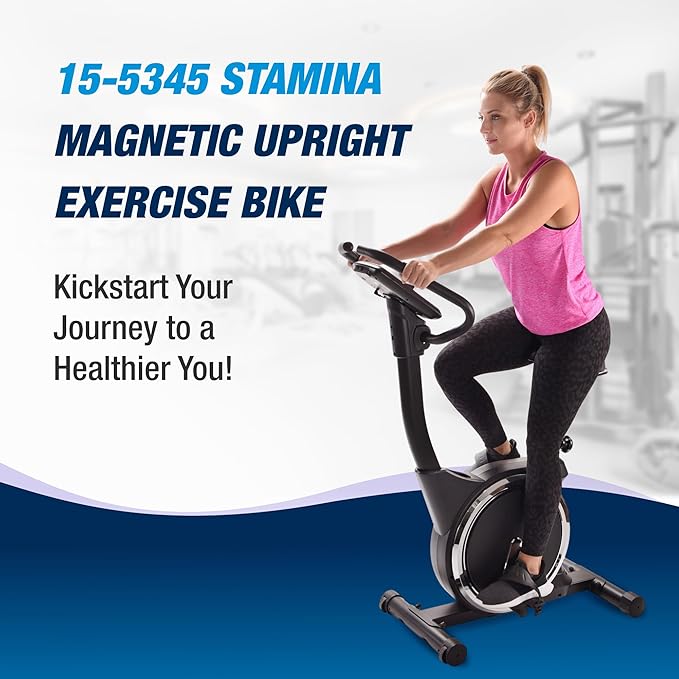 Stamina Magnetic Exercise Bike 345 - Fitness Bike with Smart Workout App - Exercise Bike for Home Workout - Up to 250 lbs Weight Capacity