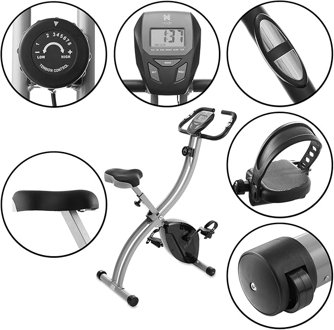 Indoor Cycling Bike - Folding, Upright Stationary Exercise Cycle with Magnetic Resistance