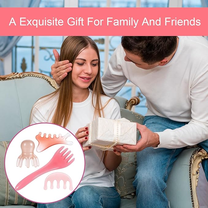 4 Pack Head Massager Scalp Comb Resin Scalp Stress Relax Tool Gua Sha Five Claw Massage Tool Portable Scalps Stress Relax Tools Manual Hair Scalps Massager for Father's Day Mother's Day Birthday Gifts
