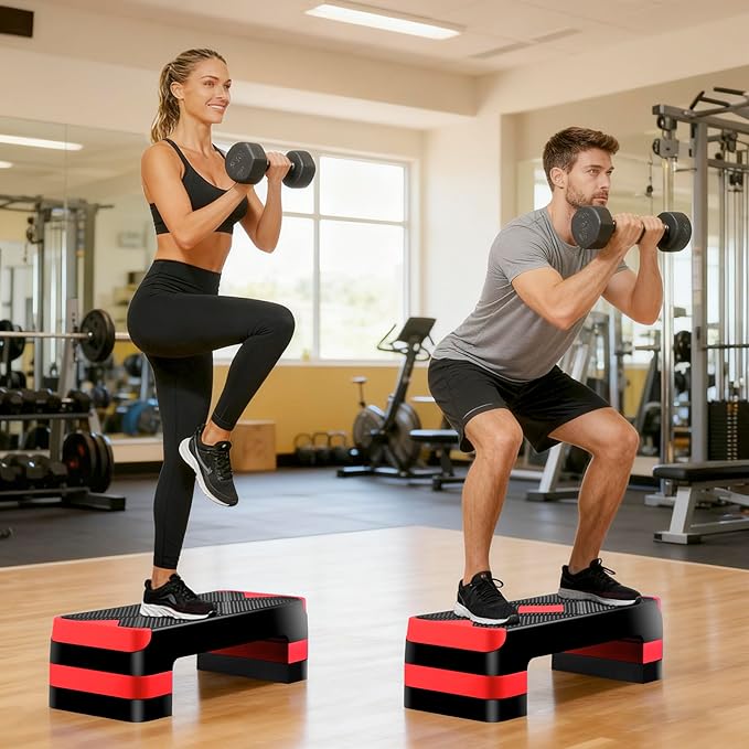 ZENY 26.5 inch Aerobic Step Platform with 4 Step Risers, Height Adjustable Exercise Stepper for Home Gym Workouts, 400 lbs Capacity