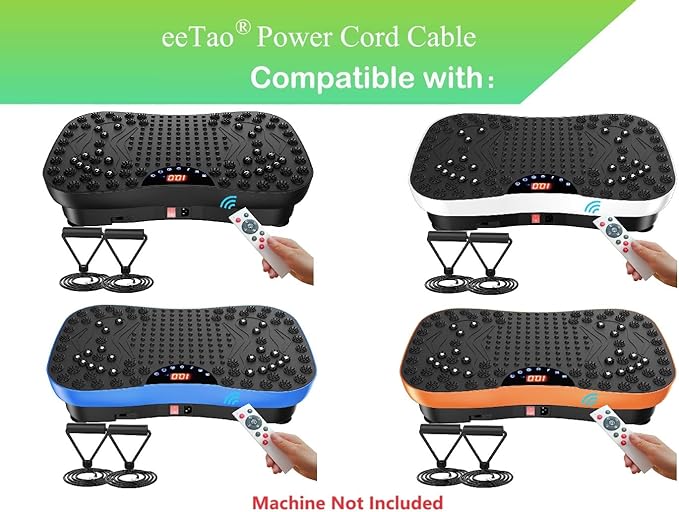3-Prong 110 V- 240 V AC Power Cord Charging Cable Compatible with AXV FR88 Vibration Plate Exercise Machine Whole Body Workout Vibrate Fitness Platform Lymphatic Drainage Machine Power Supply