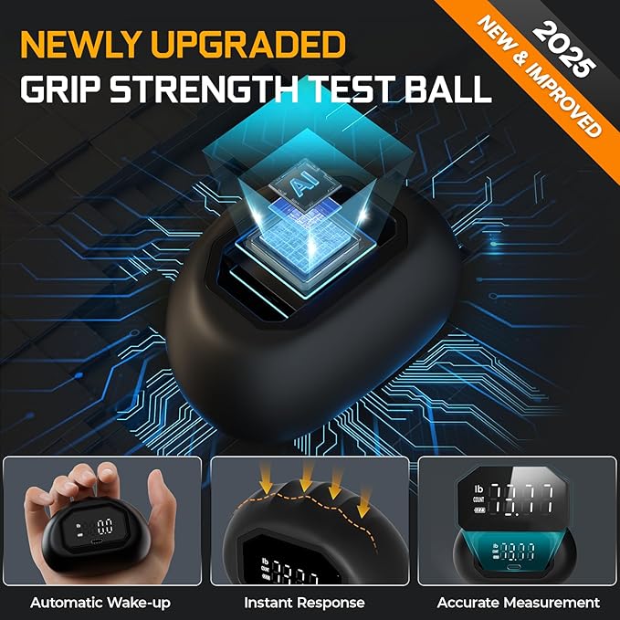Funny Palm Grip Strength Tester Trainer - Strength Dynamometer Rechargeable Hand Exercising Device for Hand and Finger Grip Tester with Finger Exerciser Stretcher Workout Equipment