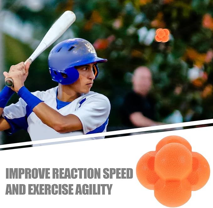 Mipcase Hexagonal Sports Reaction Ball 7cm Orange Rubber Agility Training Ball for Hand Eye Coordination and Speed Reflex Training Exercise Equipment for Baseball and Fitness