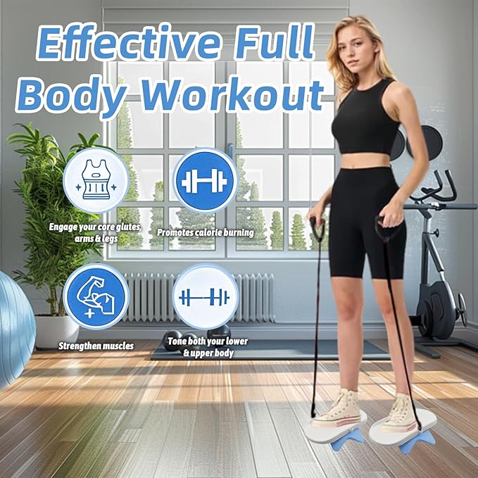 Ab Twister Board for Exercise with Cord Twist Waist Machine Waist Trainer Workout Equipment for Women Belly Fat Workout Equipment Full Body Toning Home Gym (Blue)