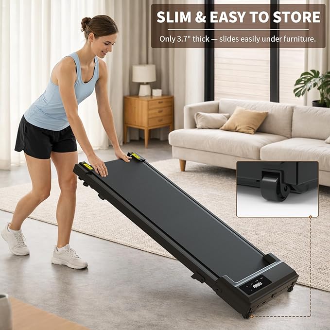 STRIDEMAX Quiet Folding Treadmill with Manual Incline, 2.5HP Under Desk Walking Pad, Basic LED Display, Shock Absorption, Space-Saving Fitness Equipment for Small Apartments - Joystride Series
