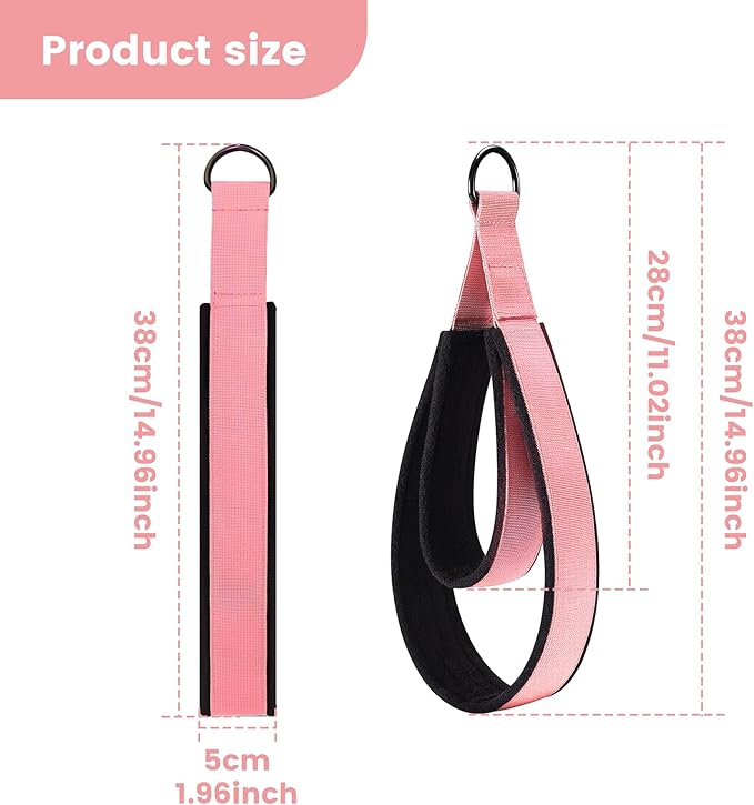 2PCS Comfortable Enhanced Thickness Pilates Double Loop Strap - D-Ring Strap for Home Gym & Yoga Workout Accessories