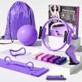 Pilates Kit for Women,15 Inch Magic Circle, 6 Multi-Level Resistance Bands,Yoga Ball Socks, Back Neck Stretcher ,14-Piece Full Body Toning Pilates Equipment for Beginners, 15 Min Daily Routine