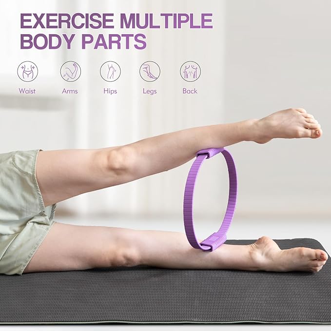 Pilates Kit, Pilates Ring and Ball Set with 5-Level Resistance Bands for Core Strength, Stretching, Toning & Full Body Home Workout Pilates Equipment